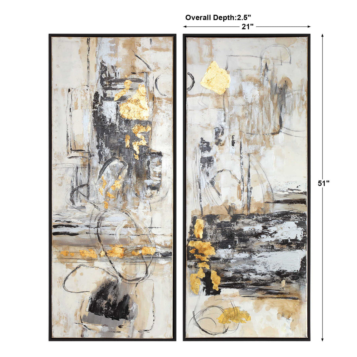 Life Scenes Abstract Art (Set of 2) - Beige / Yellow by Uttermost - View 3