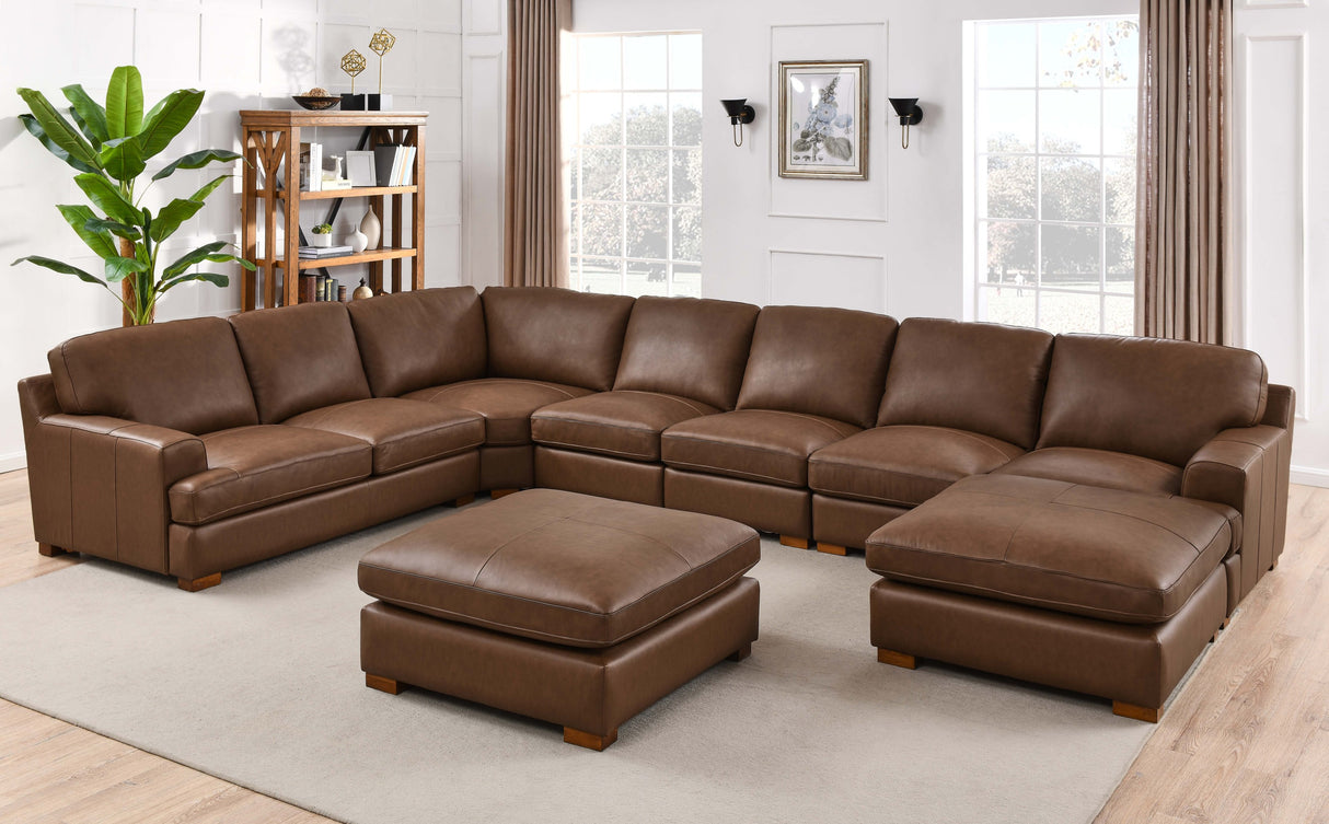 Leather Match Large Seating Modular Sectional