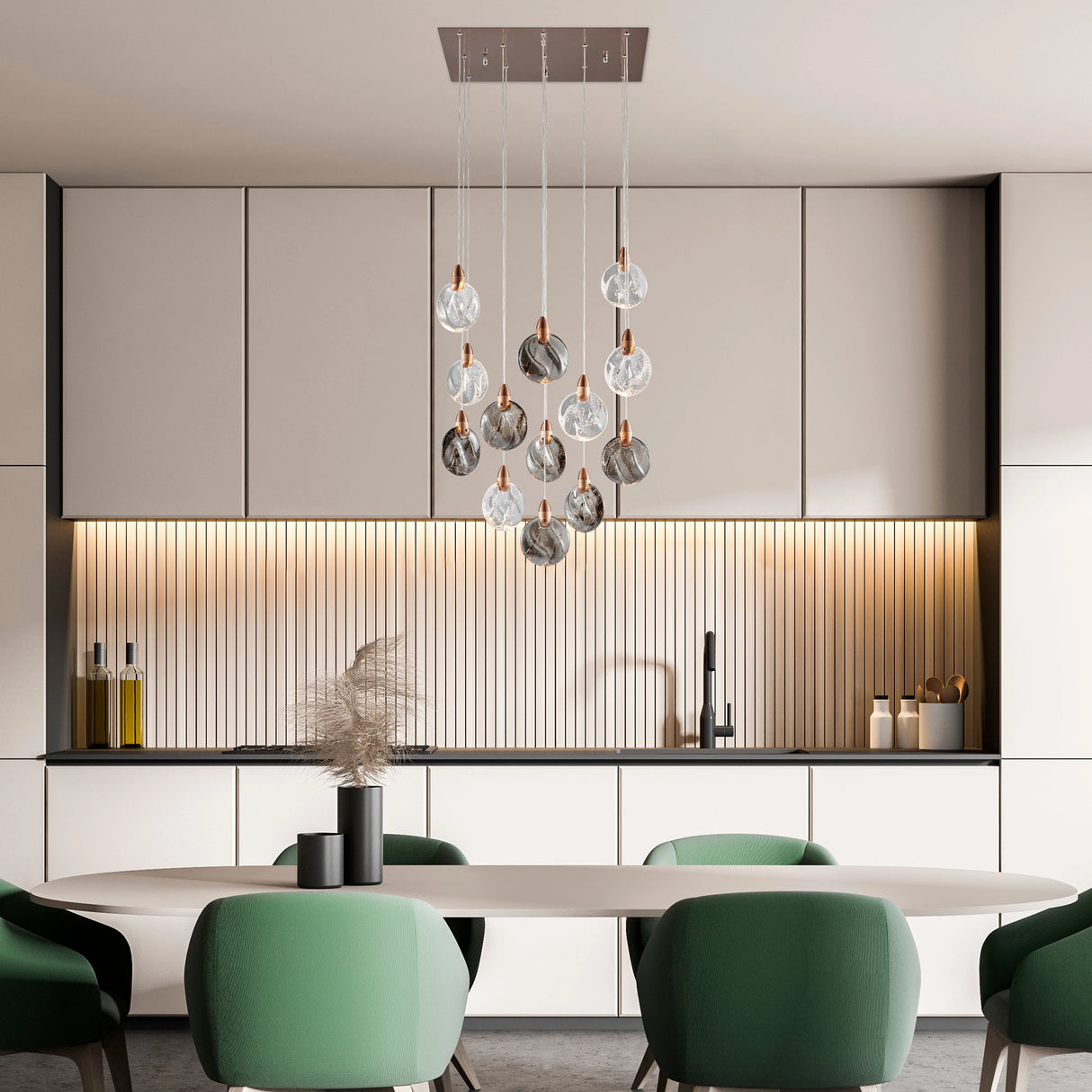 Lámpara de araña cuadrada Lustre // Bronce | Finesse