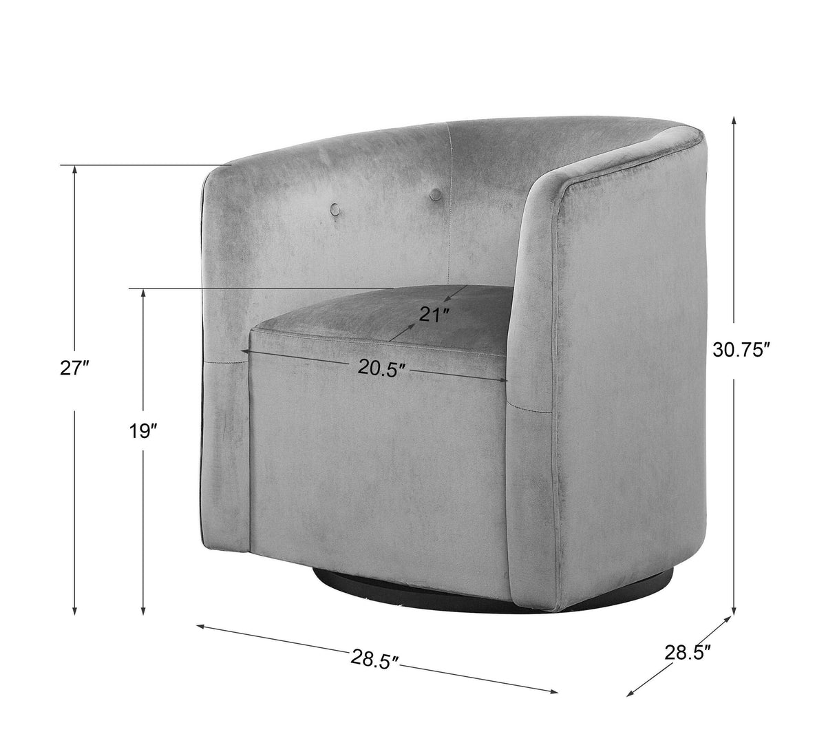 Mallorie Swivel Chair - Blue by Uttermost - View 9