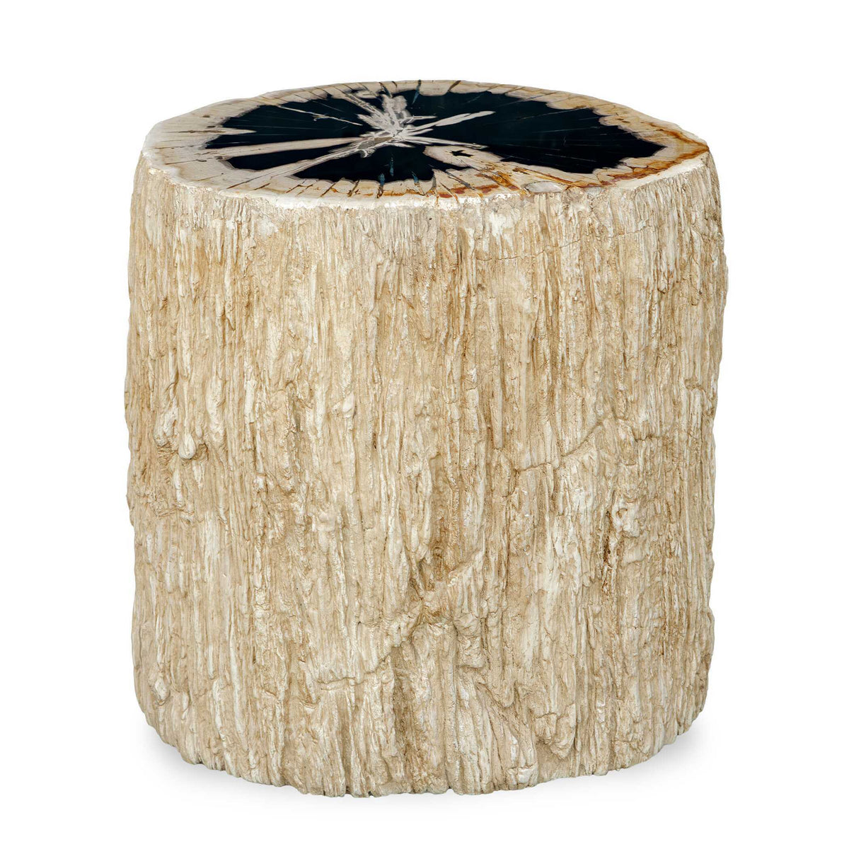 Arco Petrified Wood Top Accent Table Black / White - Beige by Uttermost - View 1