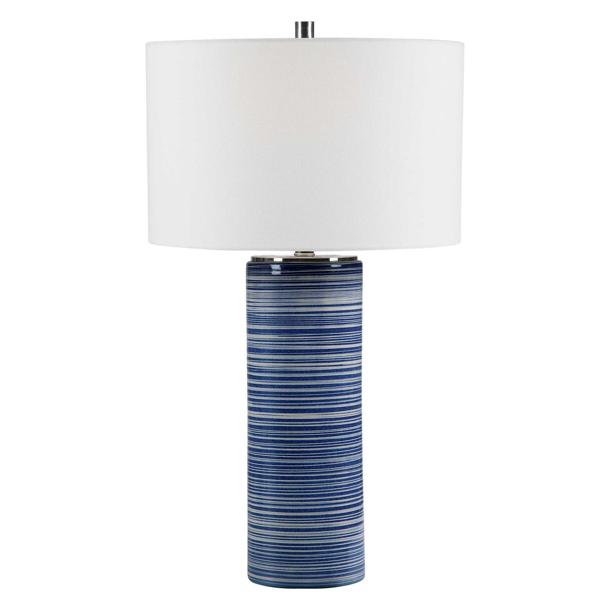 Montauk Striped Table Lamp - Blue / White by Uttermost - View 5