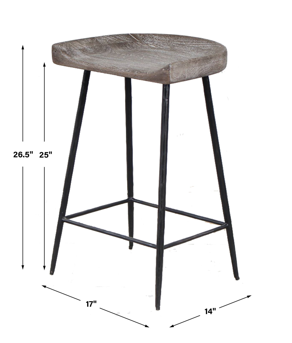 Cordova Carved Wood Counter Stool - Black by Uttermost - View 3