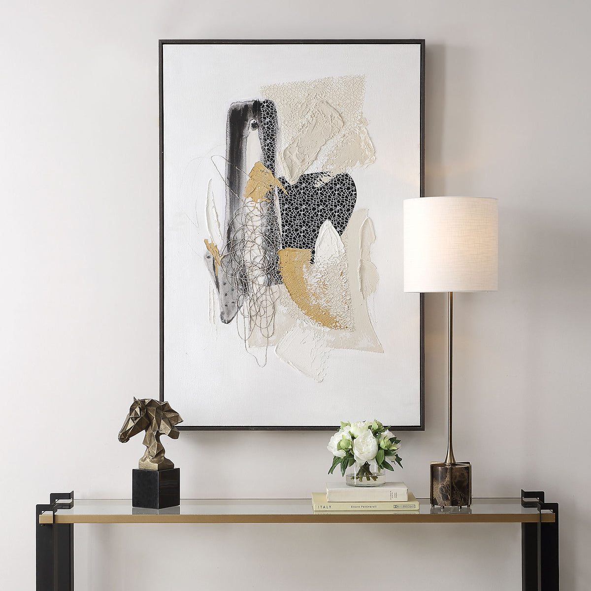 Scatter Abstract Hand Painted Canvas Art - Black by Uttermost - View 2