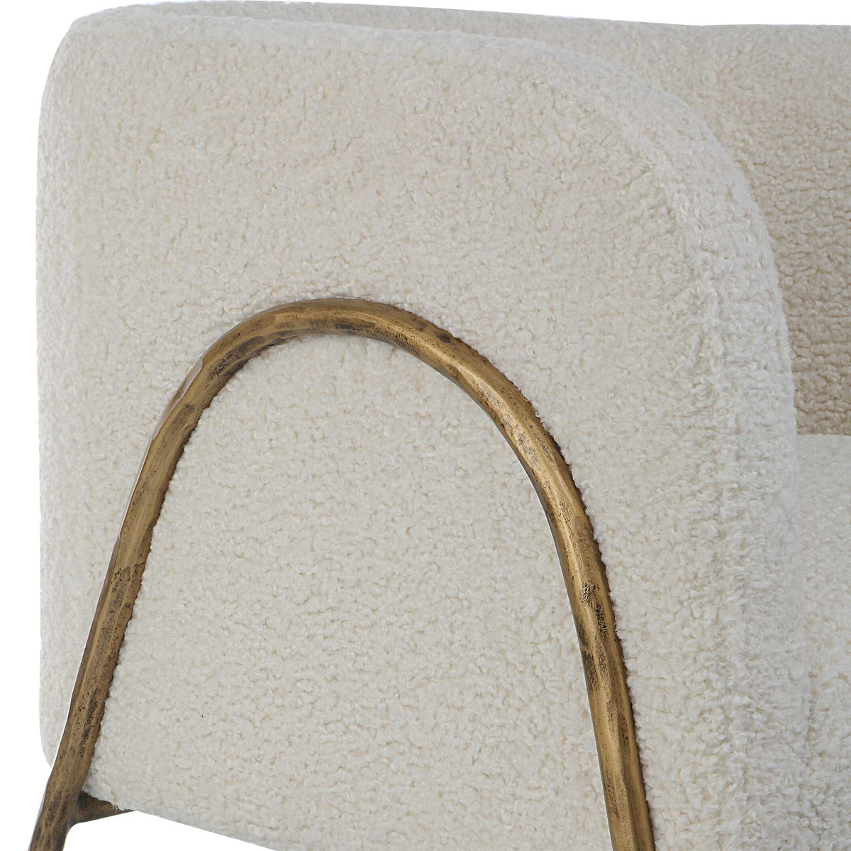 Jacobsen Shearling Accent Chair Off White - White / Light Brown by Uttermost - View 7