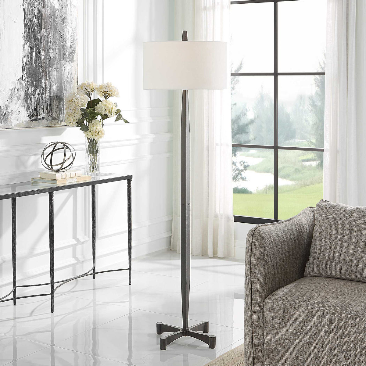 Counteract Rust Metal Floor Lamp - Black by Uttermost - View 2