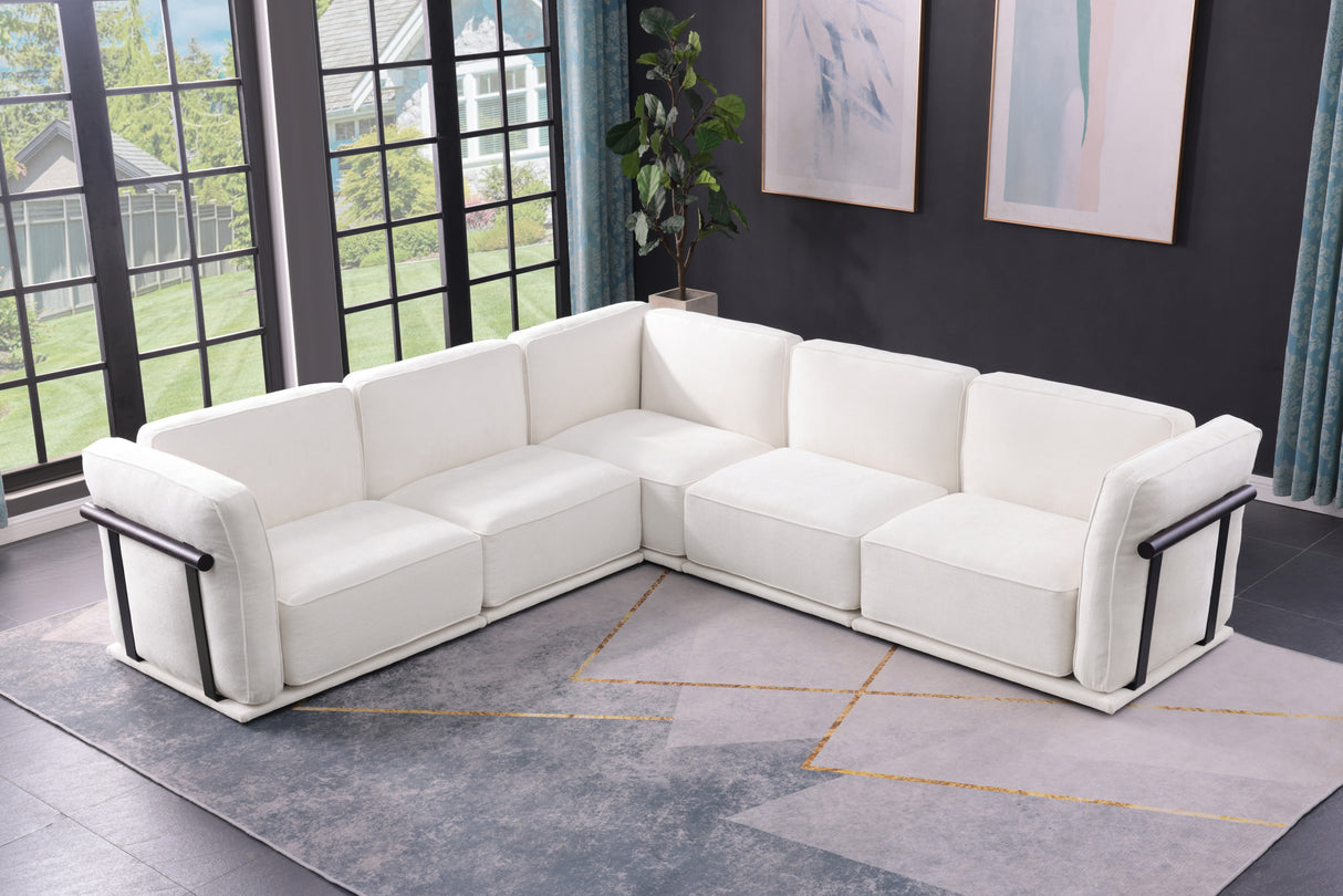 120' length , Fashionable modular sofa with iron and wood frame chenille sofa White ,uitable for living room