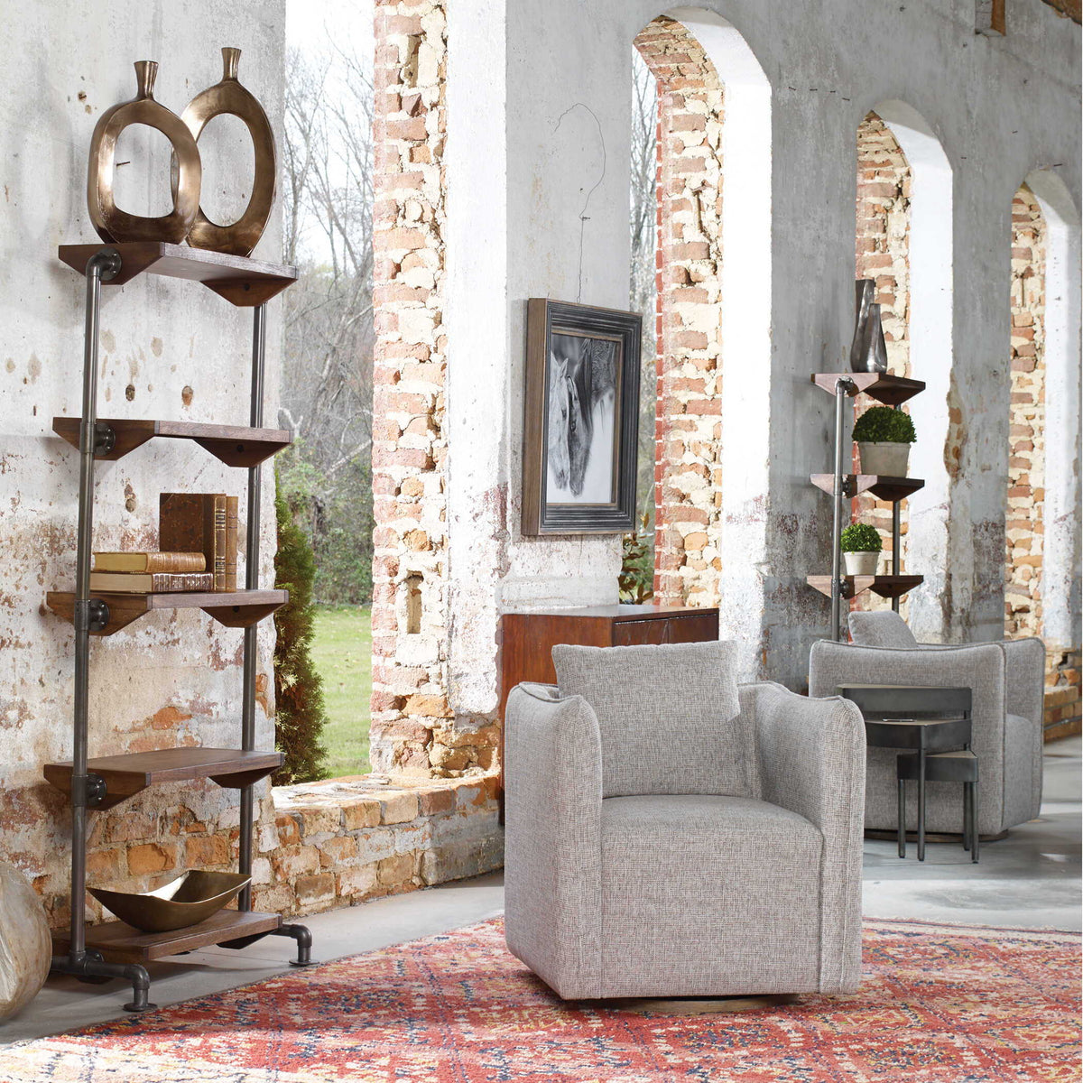 Corben Swivel Chair - Gray by Uttermost - View 2