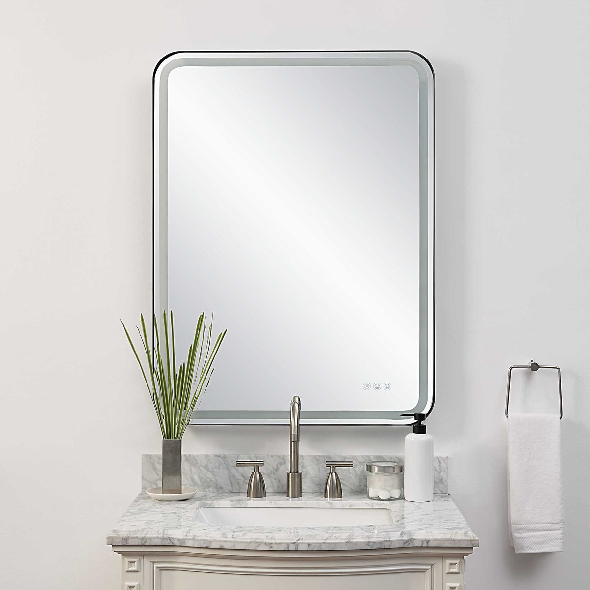 Crofton Lighted Large Mirror - Black by Uttermost - View 3