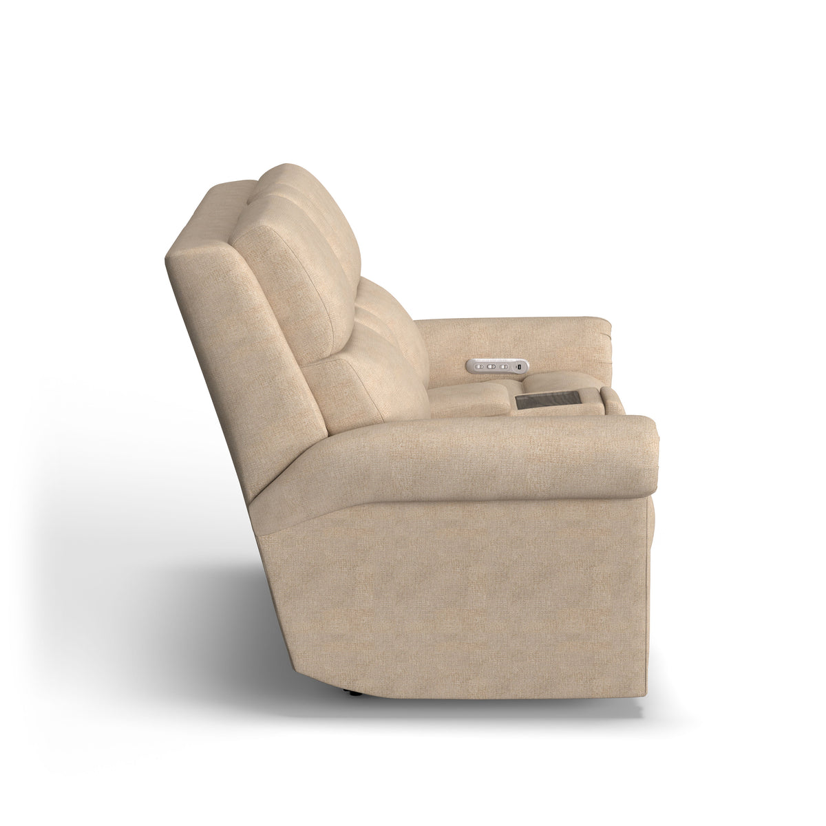 Bernard Power Fabric Reclining Loveseat With Console, Power Headrest, & Lumbar | Flexsteel