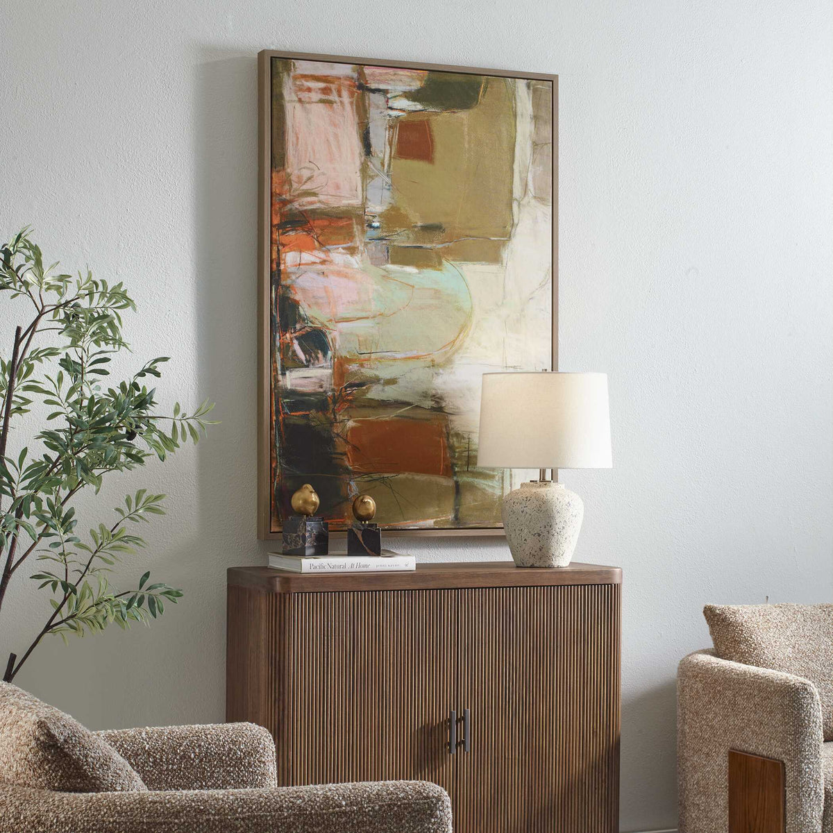 Palace Walls Framed Abstract Art Black / Blue / Brown / Green / Orange / Pink / Purple / White / Yellow - Light Brown / Orange by Uttermost - View 3