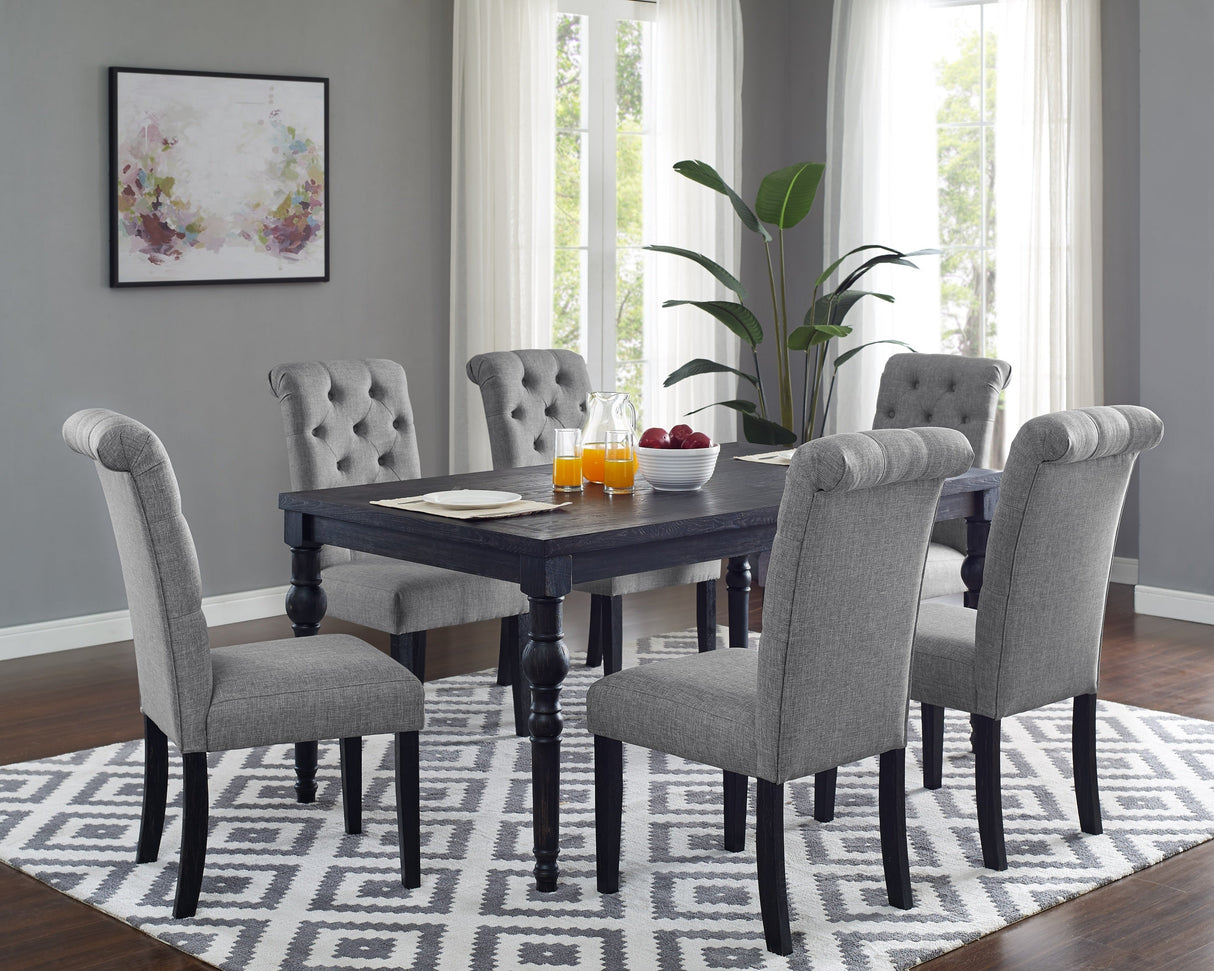 Leviton Urban Style Wood Dark Wash Turned-Leg Dining Set: Table and 6 Chairs - sold by Home Elegance USA
