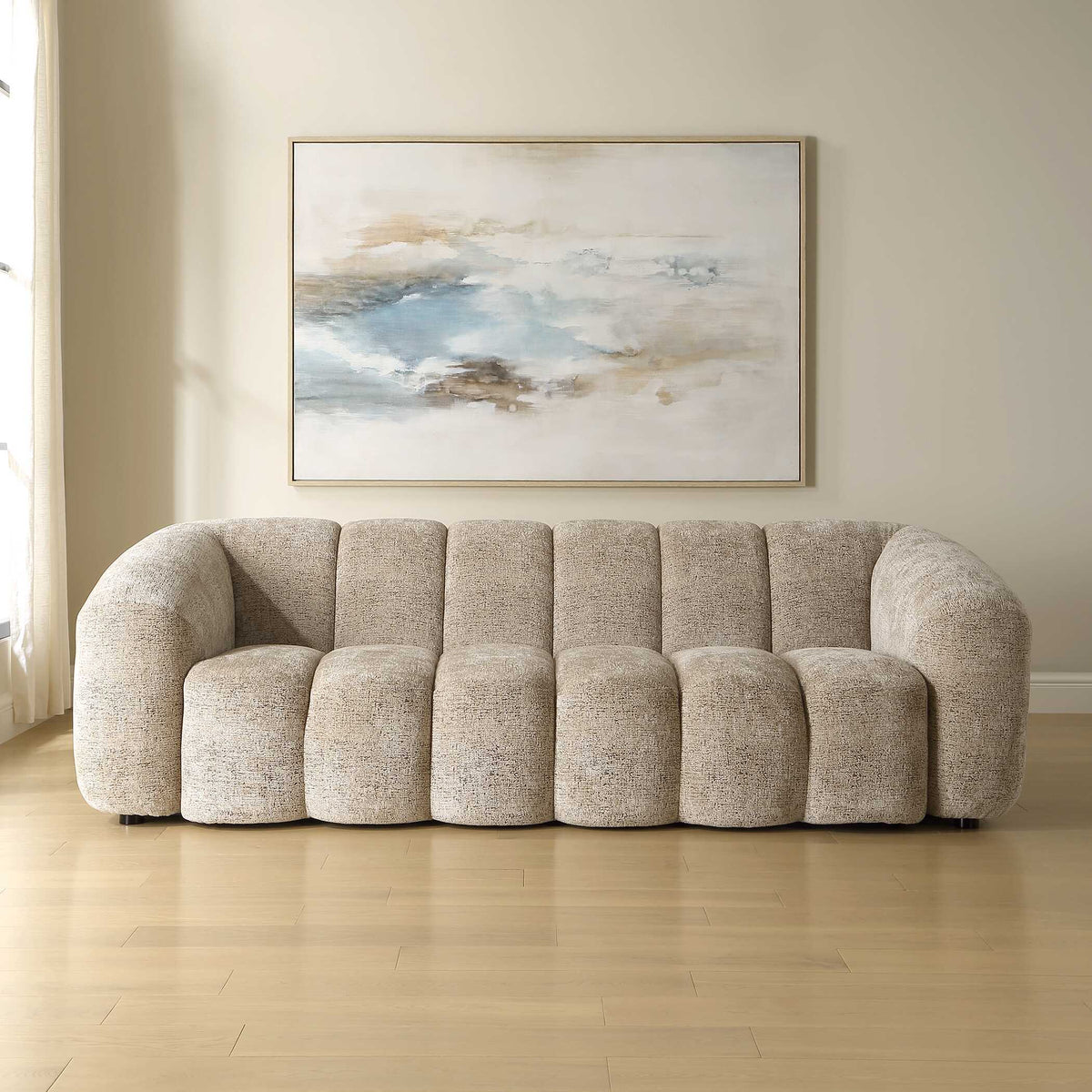 Modella Upholstered Chenille Sofa - Light Brown by Uttermost - View 4