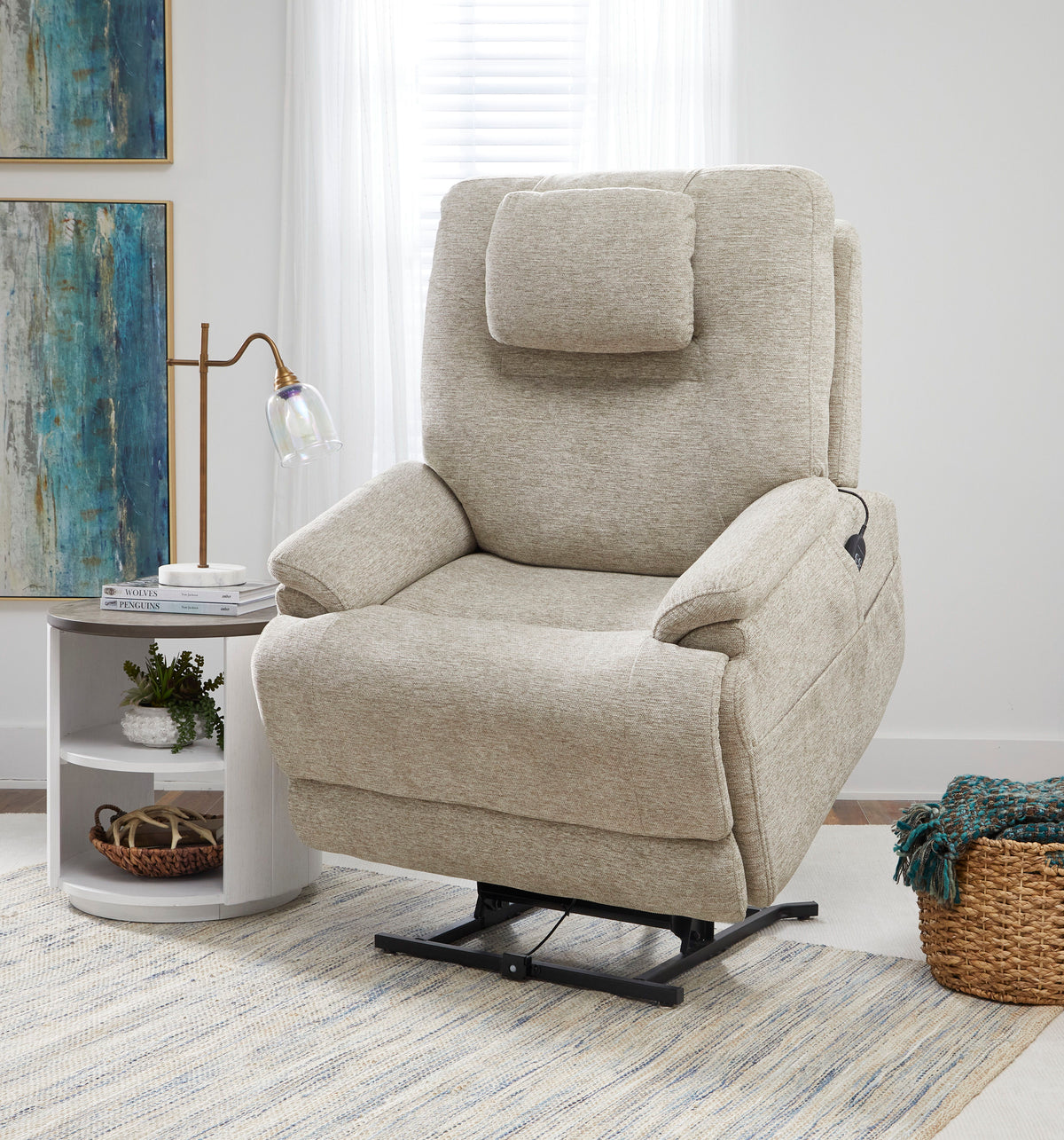 Zecliner Model 2+ Power Lift Sleep Recliner With Power Headrest, Lumbar, Heat & Massage - Shell | Flexsteel