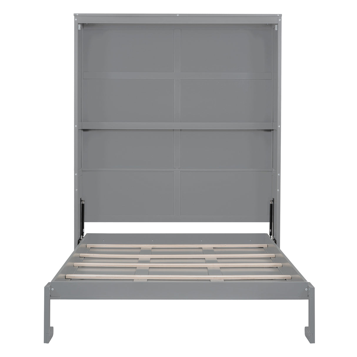 Queen Size Murphy Bed Wall Bed with Shelves,Gray - Home Elegance USA