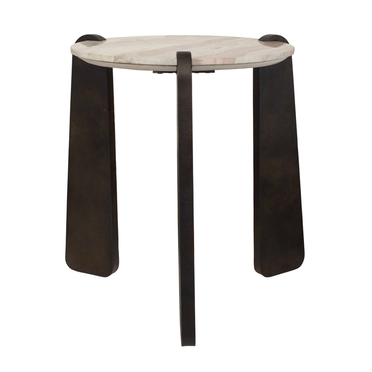 Talud Modern Marble Side Table Bronze / Gray - Dark Brown / Beige by Uttermost - View 2