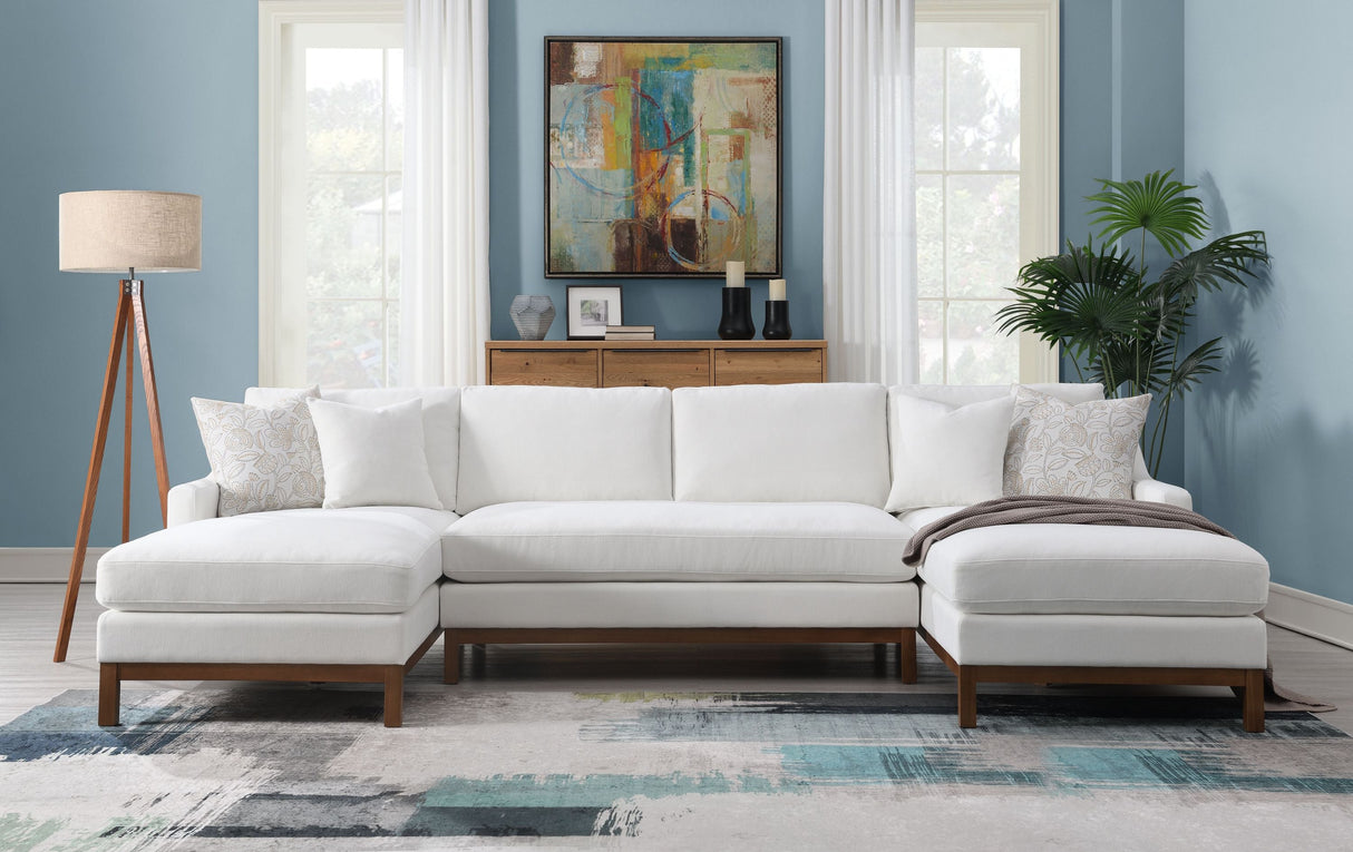 Valiant Ivory Chenille Sectional Sofa W/4 Pillows - sold by Home Elegance USA