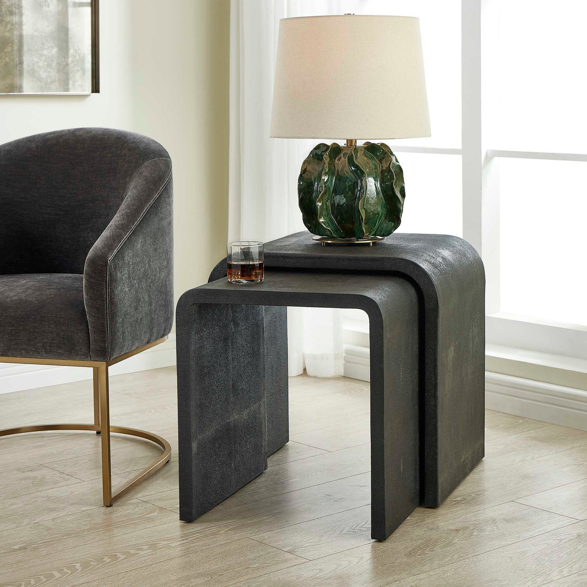 Interpose Nesting Side Table (Set of 2) - Black by Uttermost - View 2