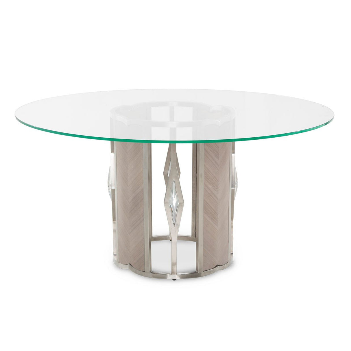 Camden Court Round 60 Glass Dining Table In Pearl - 9005001 - 101 - 126 | Aico | Home Elegance USA