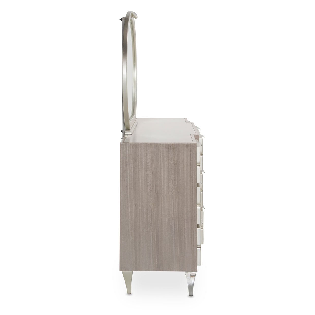 Camden Court Storage Console - Dresser & Oval Mirror In Pearl - 9005050 - 60 - 126 | Aico | Home Elegance USA