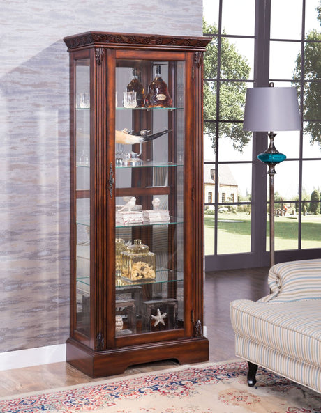 Addy Curio Cabinet 90062 Cherry Finish | Acme | Home Elegance USA