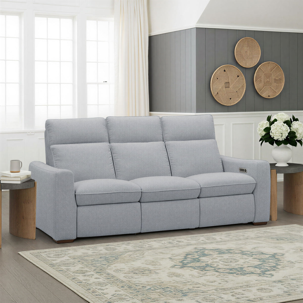 Ava Power Reclining Sofa With Power Headrest & Lumbar - Stonewash | Flexsteel