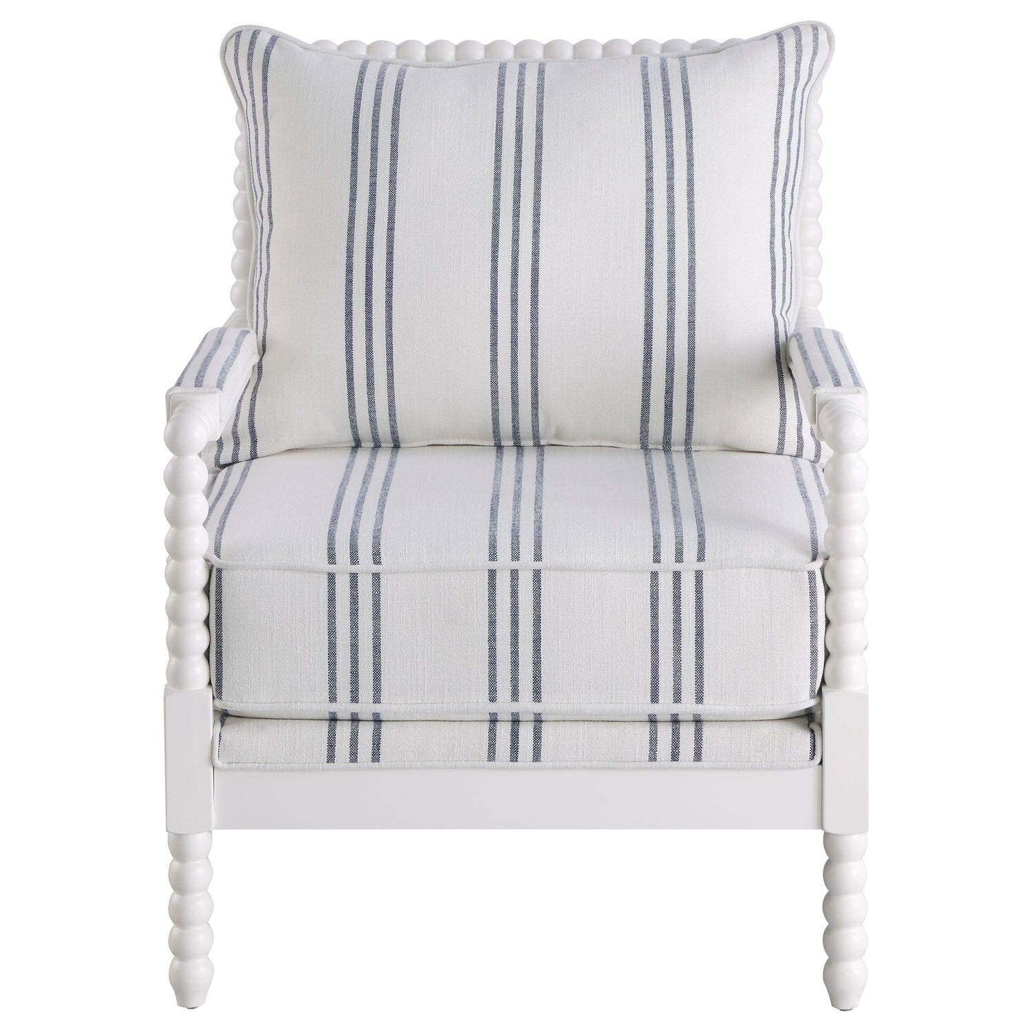 Blanchett Upholstered Accent Chair with Spindle Accent White and Navy | Coaster | Home Elegance USA