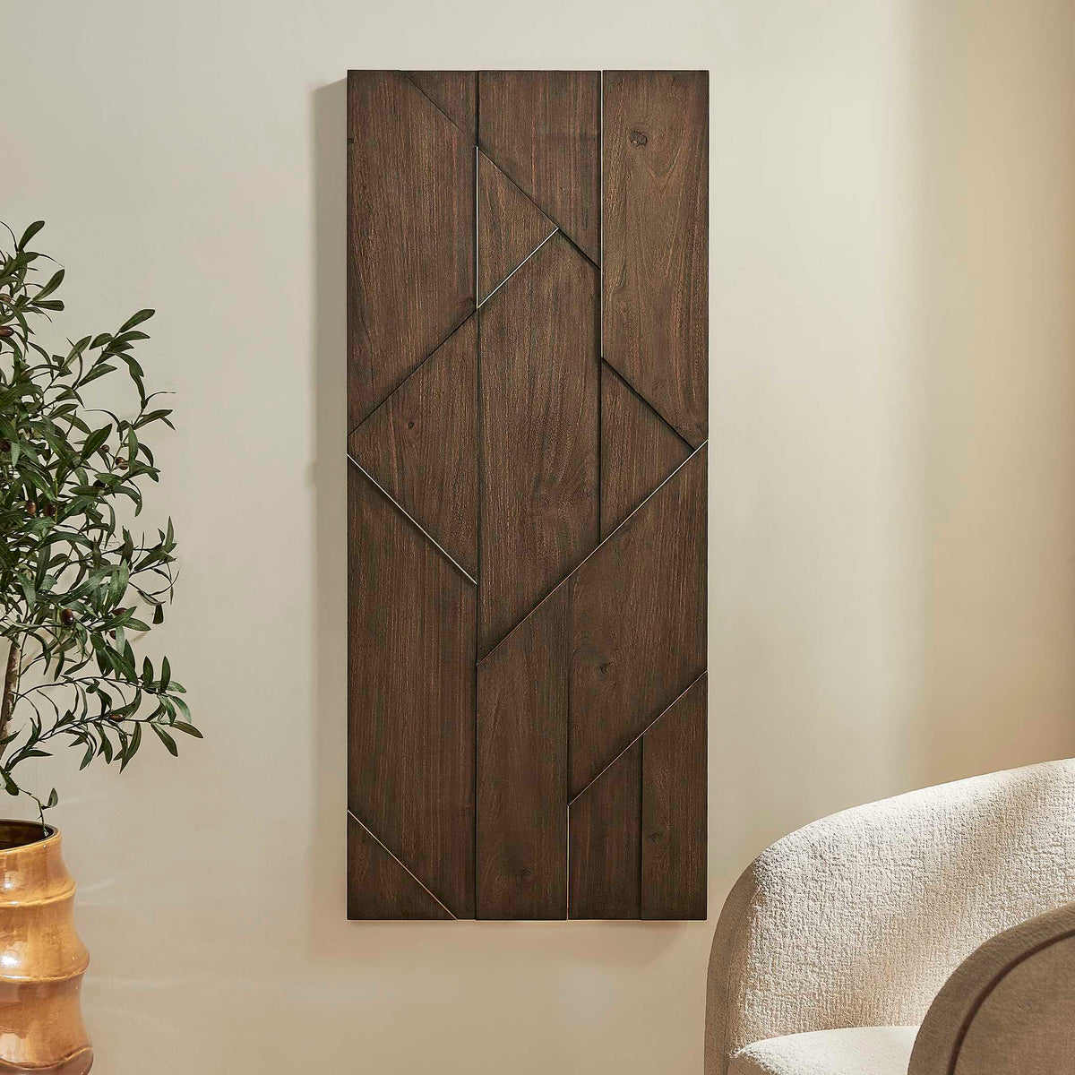Hanoi Geometric Wood Wall Panel Woodtone - Dark Brown by Uttermost - View 2