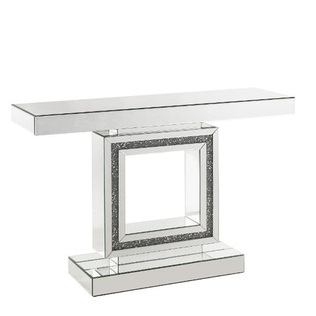 Acme - Noralie Console Table 90620 Mirrored & Faux Diamonds