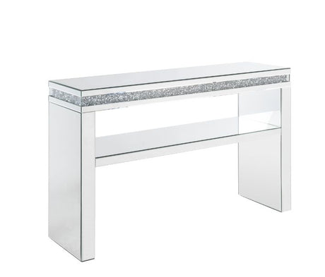 Acme - Noralie Sofa Table 90675 Mirrored & Faux Diamonds