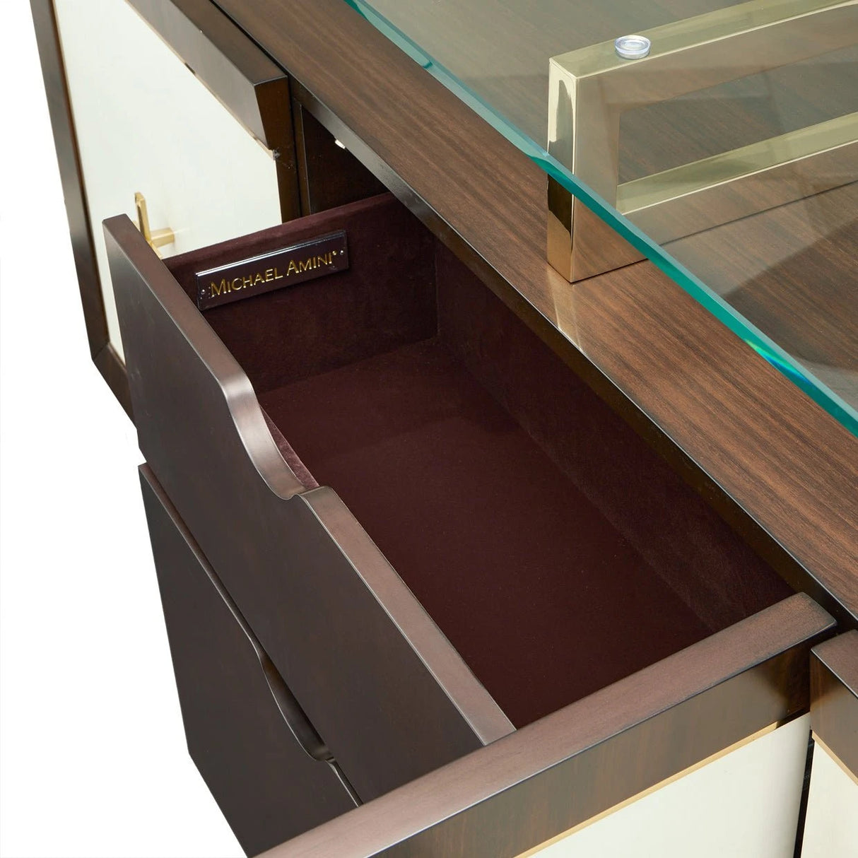 Belmont Place Sideboard in Espresso with Glass Top – AICO Furniture - sold by Home Elegance USA