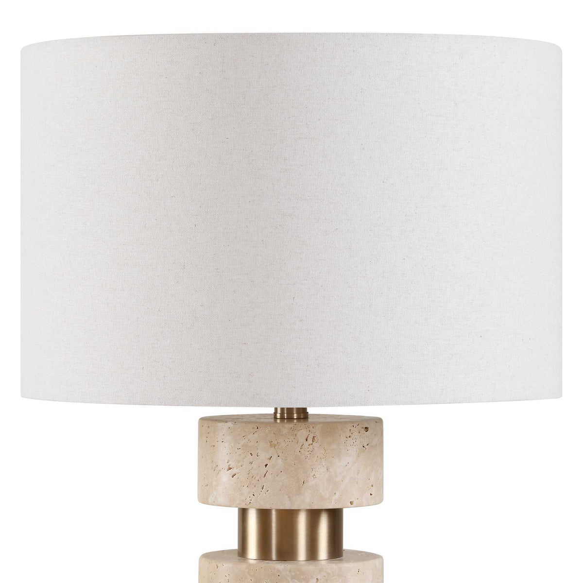 Makani Travertine Table Lamp Brass / Gold / White - Gold / Beige by Uttermost - View 5