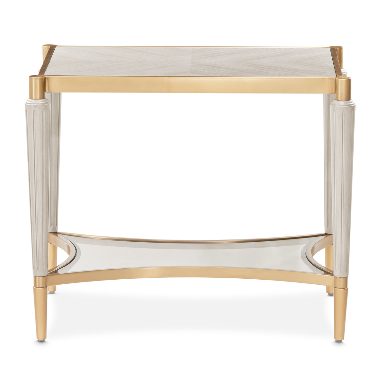 Michael Amini St. Charles Dove Gray End Table Solid and Manufactured Wood Poplar Solids Construction | Dove Gray Finish - sold by Home Elegance USA