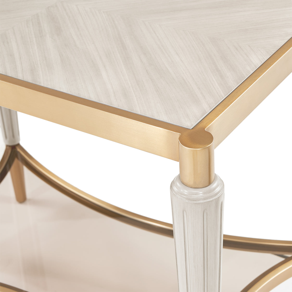 Michael Amini St. Charles Dove Gray End Table Solid and Manufactured Wood Poplar Solids Construction | Dove Gray Finish - sold by Home Elegance USA