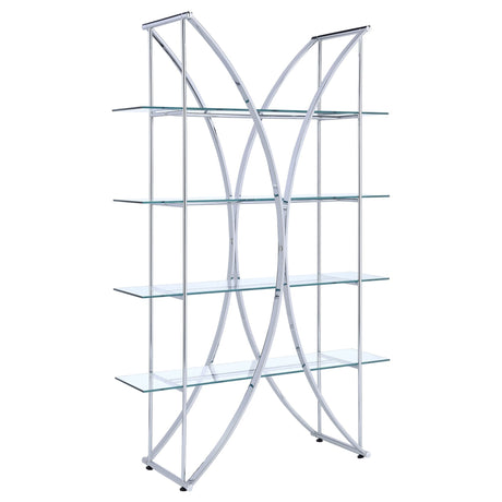 Bookcase - Larson 4-tier Bookcase Chrome and Clear