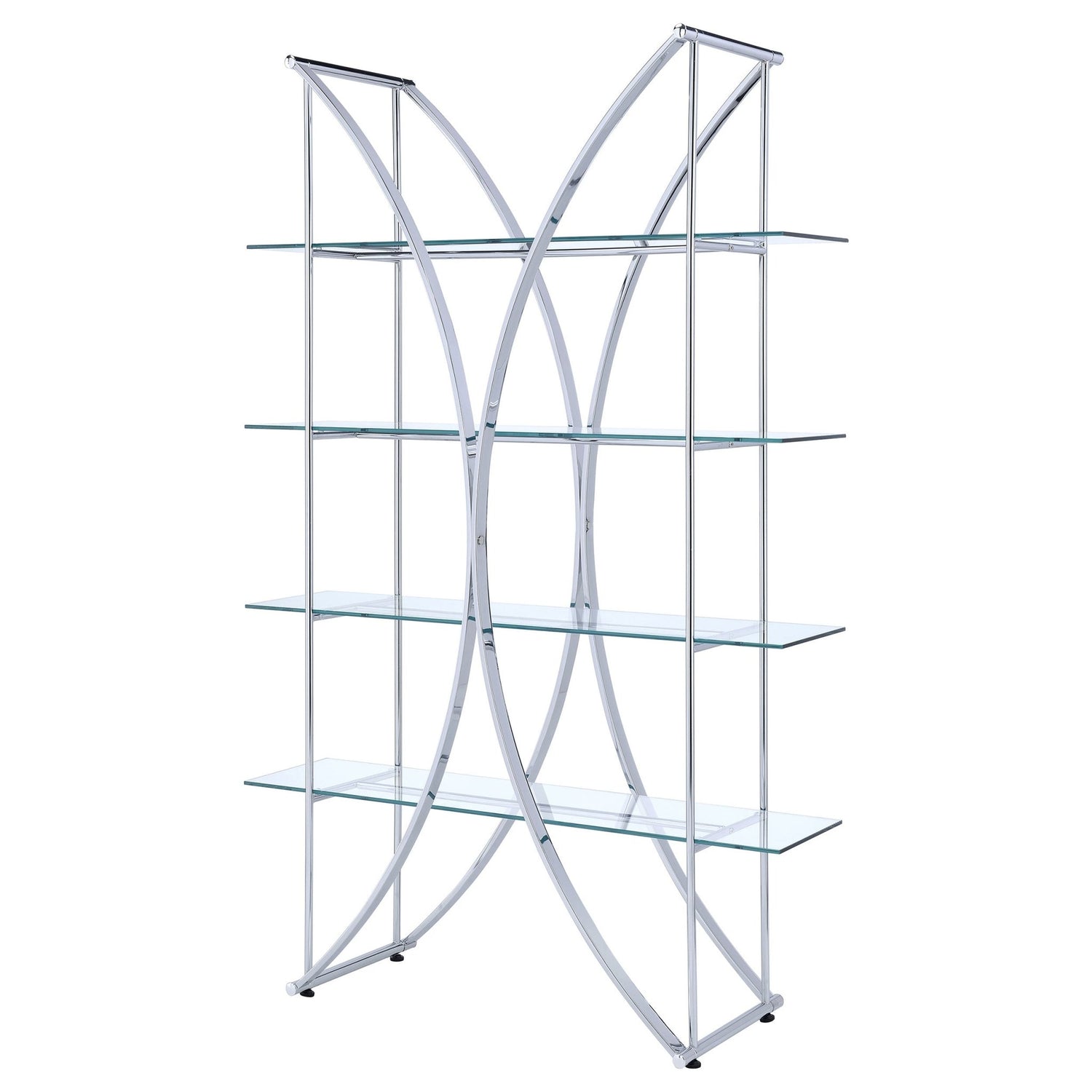 Bookcase - Larson 4-tier Bookcase Chrome and Clear