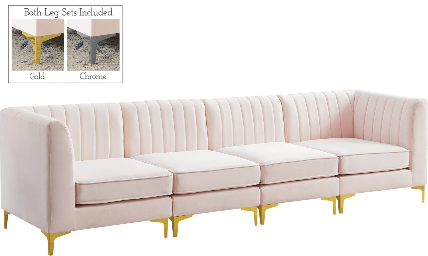 Alina - Modular Sectional - Pink - Fabric - Modern & Contemporary | Home Elegance USA