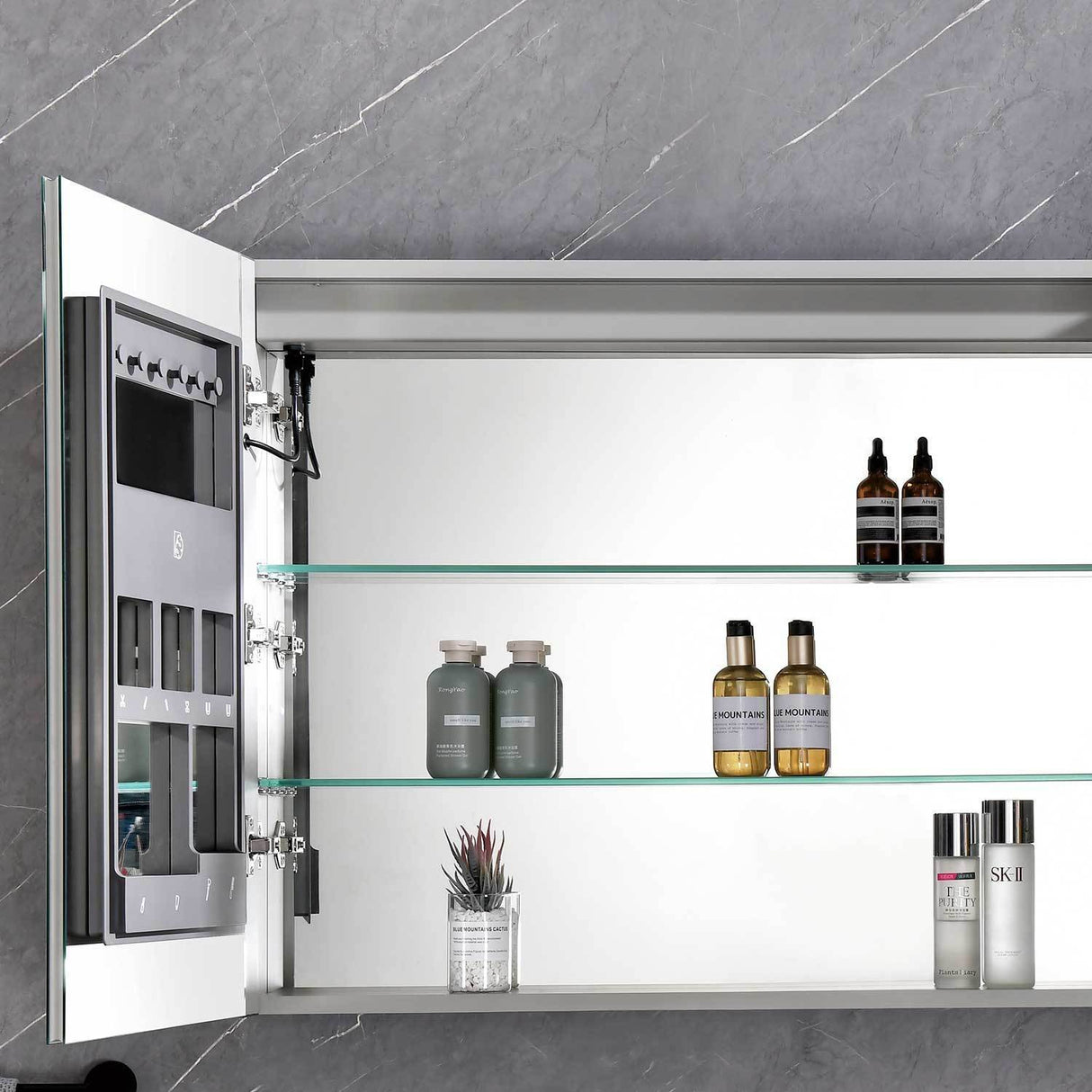 40in. W x 30 in. H LED Large Rectangular Aluminum Alloy Surface Mount Medicine Cabinet with Mirror | Home Elegance USA