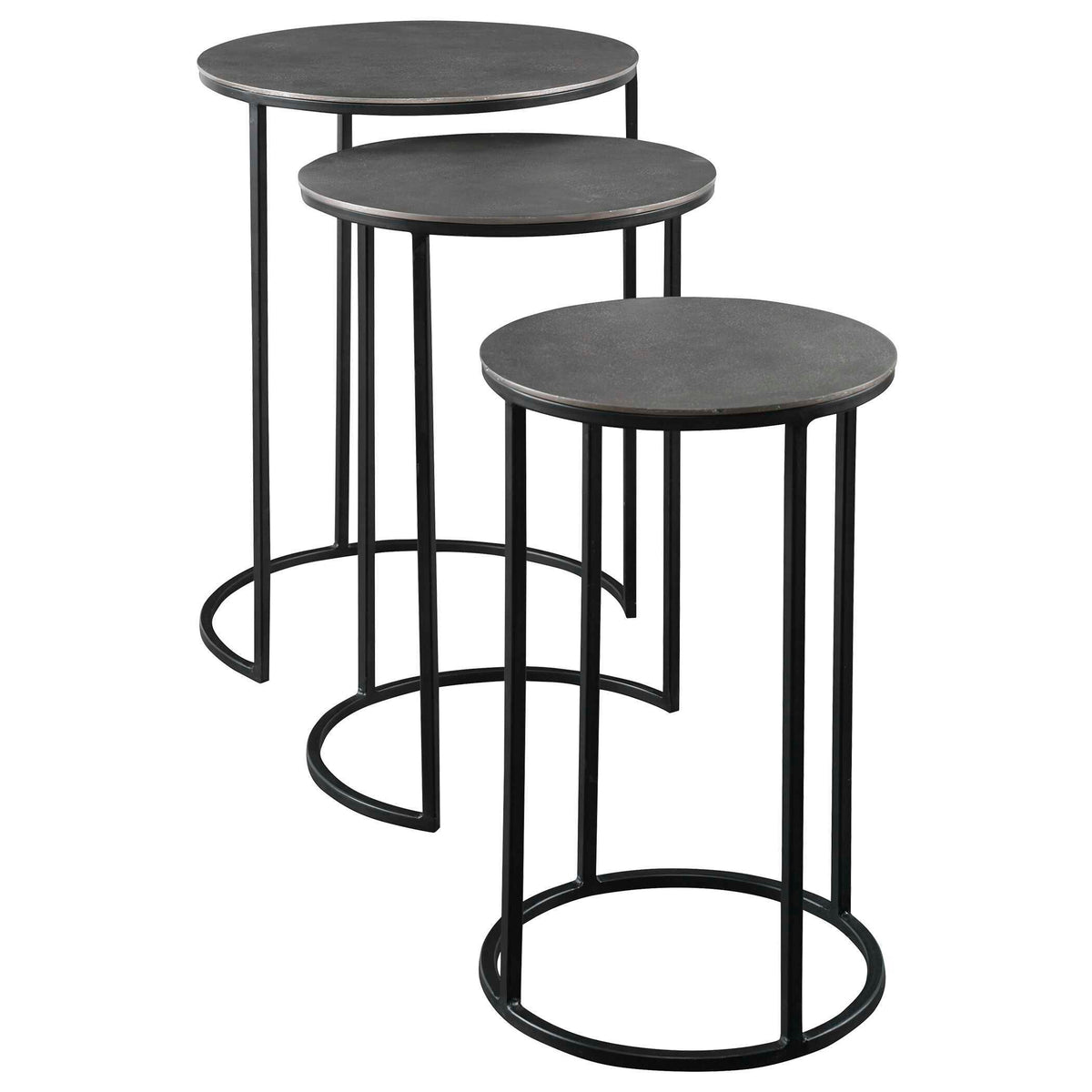 Erik Metal Nesting Tables (Set of 3) - Dark Gray / Black by Uttermost - View 4
