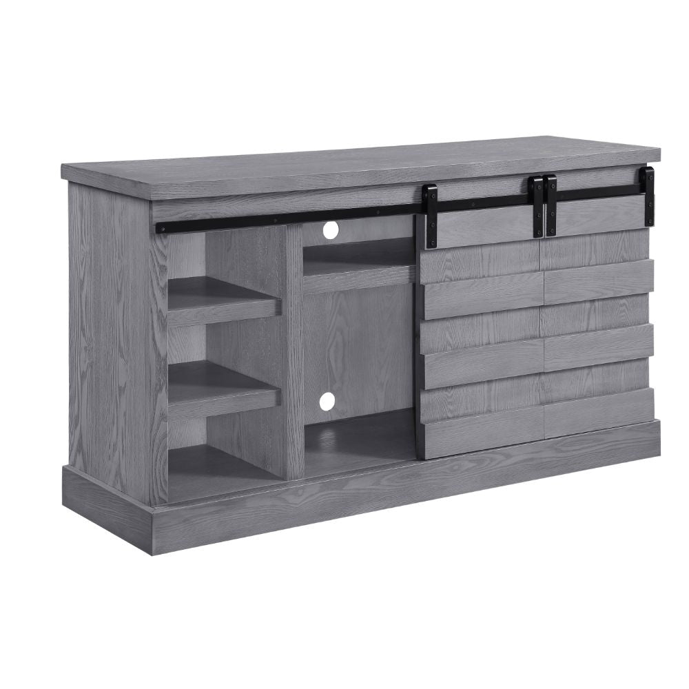 Amrita Tv Stand W/Fireplace 91616 Gray Oak Finish | Acme | Home Elegance USA