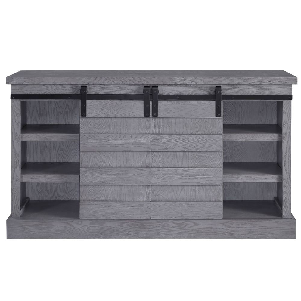 Amrita Tv Stand W/Fireplace 91616 Gray Oak Finish | Acme | Home Elegance USA