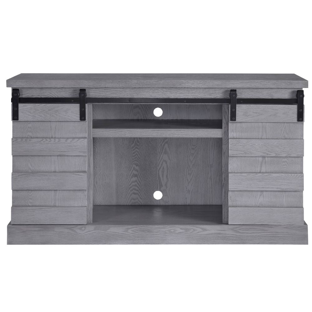 Amrita Tv Stand W/Fireplace 91616 Gray Oak Finish | Acme | Home Elegance USA