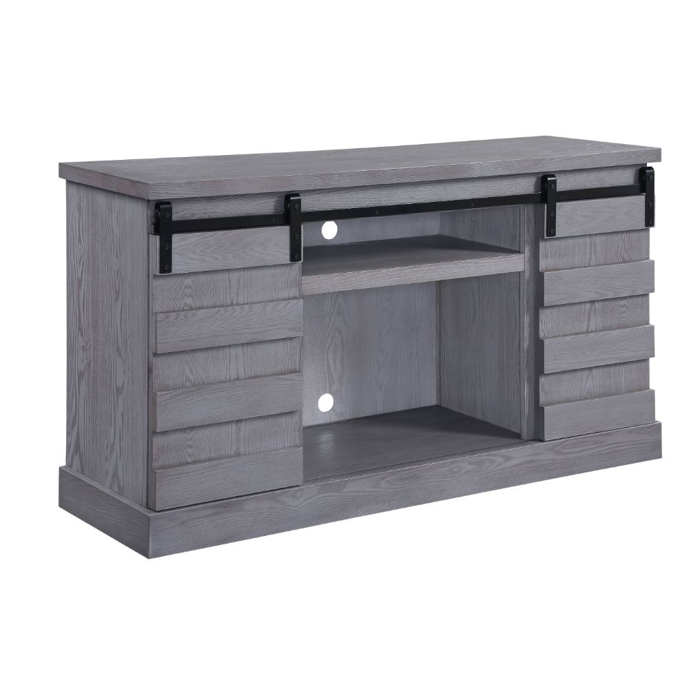 Amrita Tv Stand W/Fireplace 91616 Gray Oak Finish | Acme | Home Elegance USA