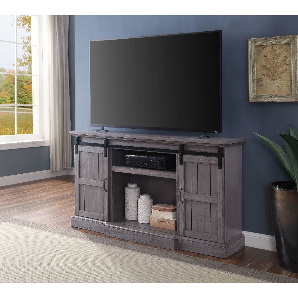 Admon Tv Stand W/Fireplace 91618 Gray Oak Finish | Acme | Home Elegance USA