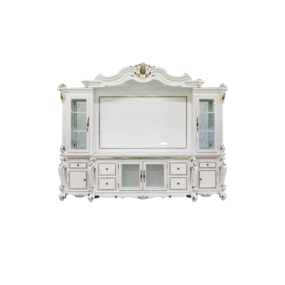 Acme - Picardy Entertainment Center 91815 Antique Pearl Finish