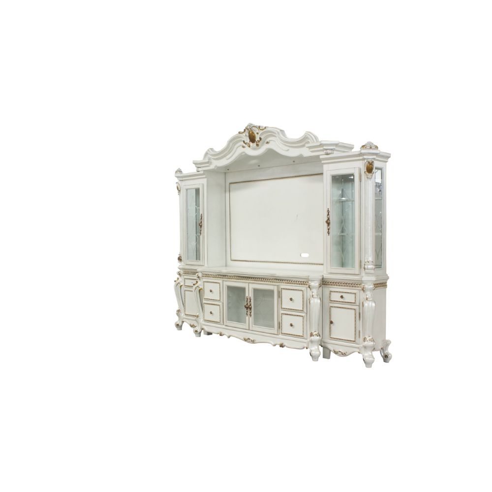 Acme - Picardy Entertainment Center 91815 Antique Pearl Finish