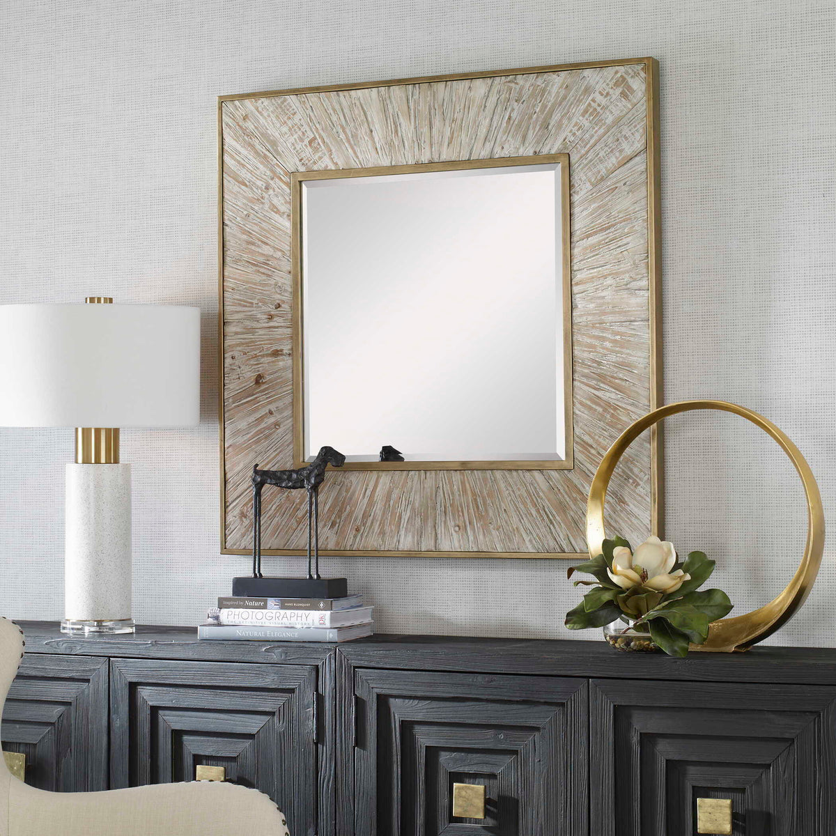 Wharton Square Mirror - Gold / Beige by Uttermost - View 3