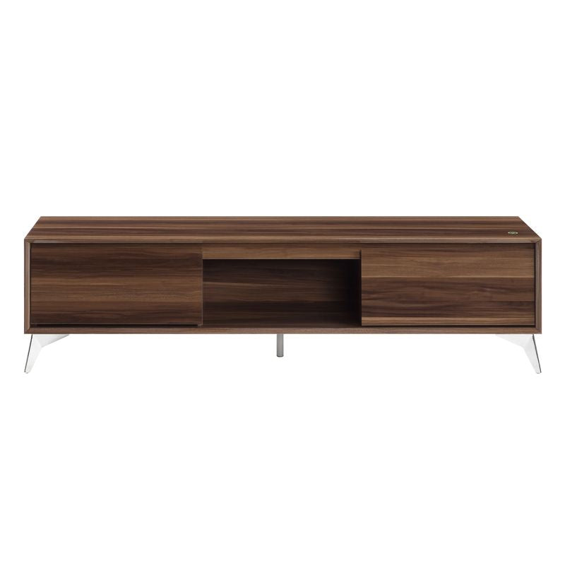 Acme - Raceloma Tv Stand 91997 LED, Walnut & Chrome Finish