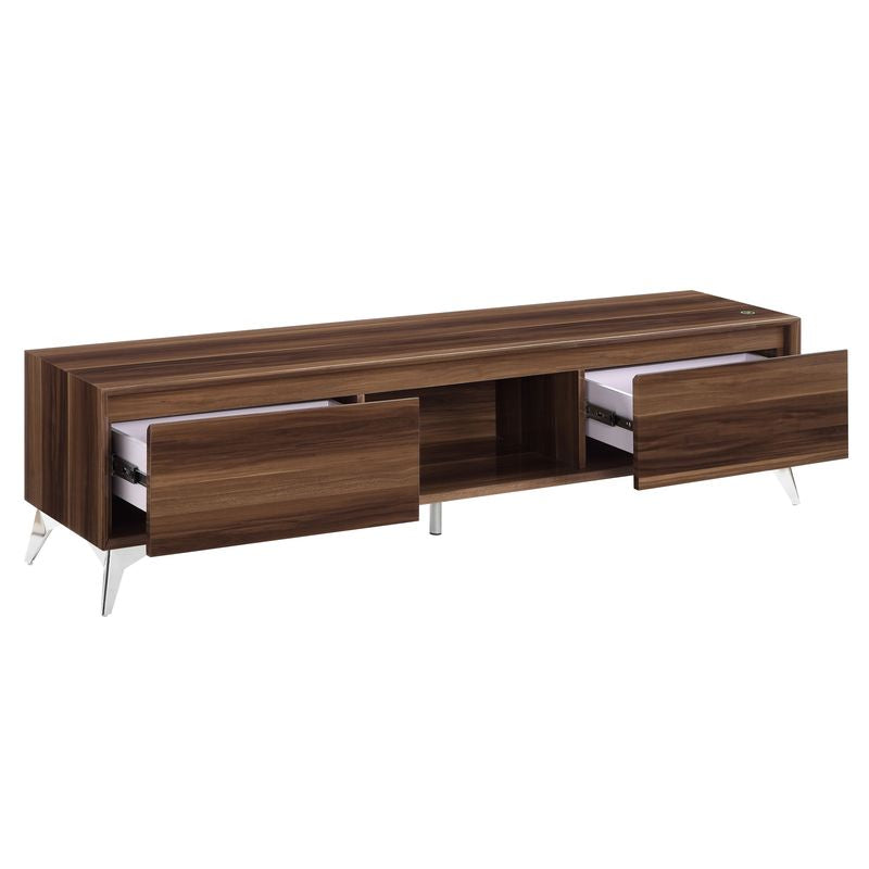 Acme - Raceloma Tv Stand 91997 LED, Walnut & Chrome Finish