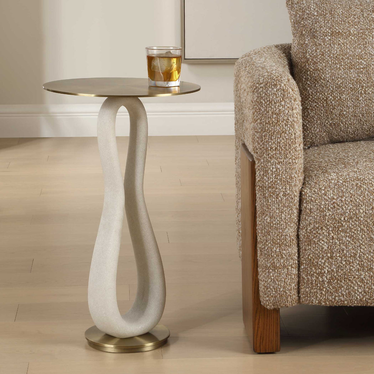 Sonia Modern Accent Table Brass - Gold / White by Uttermost - View 3